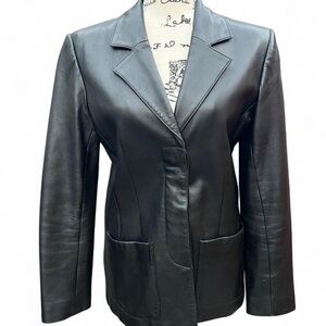 Vintage Margaret Godfrey Black Leather Blazer Jacket